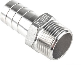 Фото 1/4 Stainless Steel Pipe Fitting, Straight Hexagon Hose Nipple, Male R 1in x Male