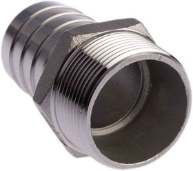 Фото 1/5 Stainless Steel Pipe Fitting, Straight Hexagon Hose Nipple, Male R 1-1/2in x Male