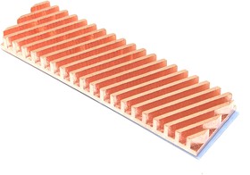 Фото 1/3 Медный радиатор для М.2 SSD с термопрокладкой 0,5 мм, диагональная прорезь, 70х20х6 мм