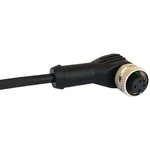 PXPTPU12RAF04ACL010PUR, Cordset, M12 Socket - Bare End, 4 Conductors, 1m, IP67, Black