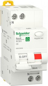 Фото 1/2 Schneider Electric RESI9 Автоматический выключатель дифференциального тока (ДИФ) 1P+N С 6А 6000A 30мА тип AС