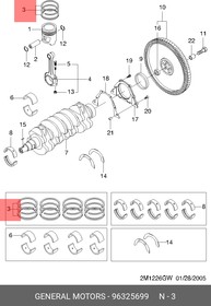 Фото 1/2 Комплект колец-поршень STD CHEVROLET/GM/OPEL GM 96325699