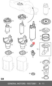 90572881, Шланг топливный к баку| \OPEL ASTRA-G/ZAFIRA-A