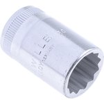 03010017, 1/2 in Drive 17mm Standard Socket, 12 point, 38 mm Overall Length