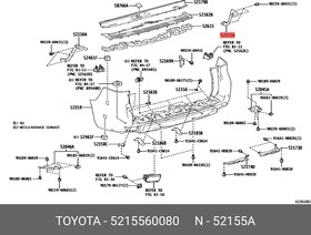 5215560080, Кронштейн бампера заднего правый TOYOTA