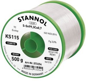 KS115, 574013, Solder Wire, 1.5mm, Sn99.3/Cu0.7, 500g