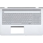 Клавиатура (топ-панель) для ноутбука HP 15-CC серебристая с серебристым топкейсом