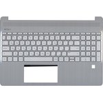 Клавиатура (топ-панель) для ноутбука HP 15S-EQ 15S-FQ серебристая с серебристым ...