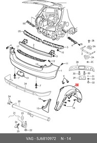 5J6810972, Подкрылок SKODA FABIA (2007 )