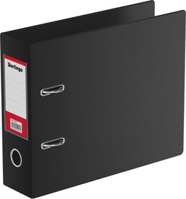 Папка-регистратор 70 мм, А5, горизонтальная, ПВХ, с карманом на корешке, черная ATp_77510