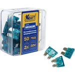 KT 870004, Предохранитель флажковый медиум набор 15А 50шт пласт.кор.Kraft