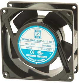 OA938AP-11-1TB, AC Fans Axial Fan, 92x92x38mm, 115VAC, 50CFM, 9W, 32dBA, 3100RPM, Ball, Lead Wires