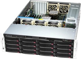 Серверная платформа/ Storage SuperServer SSG-631E-E1CR16H (X13DEI-T, CSE-836BTS-R1K23BP2) (3U, 2 x LGA-4677, 16xDDR5 Up to 4TB ECC RDIMM, 16