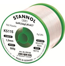 KS115, 574120, Solder Wire, 1.5mm, Sn95.5/Ag3.8/Cu0.7, 500g