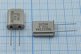 Кварцевый резонатор 32768 кГц, корпус HC49U, S, точность настройки 15 ppm, стабильность частоты 30/-40~70C ppm/C, марка РПК01МД-6ВС, 3 гармо