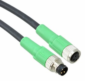 Фото 1/3 1681910, Actuator / Sensor Cable, M8 Plug - M8 Socket, 3 Conductors, 600mm, IP65 / IP67 / IP68, Black / Grey