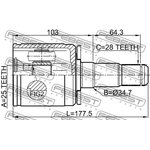 0411-PD4WLH, Шрус внутренний левый 25x34.5x28