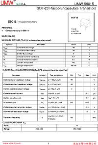 S9015, Транзистор PNP 45В 500мА [SOT-23-3], UMW | купить в розницу и оптом