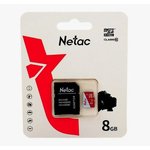 Флеш карта microSDHC 8GB Netac P500 ECO  NT02P500ECO-008G-R  (с SD адаптером)