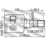 0511-MZ5ATLH, Шрус внутренний левый 24x35x28