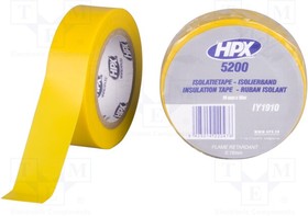 HPX-5200-1910YL, Лента изоляционная, W 19мм, L 10м, D 0,15мм, желтый, каучуковый