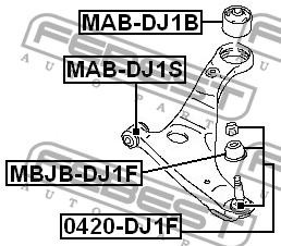 Фото 1/3 0420-DJ1F, 0420-DJ1F_опора шаровая!\ Mitsubishi Galant DJ1A/DJ3A/DJ5A  06