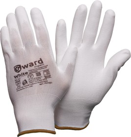 Фото 1/5 Перчатки защитные нейлон Gward White PU1001 с п/у покрытие р.10 (12 пар/уп)