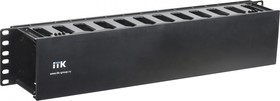 Кабельный органайзер 19 дюймов 2U глубина 60 мм с крышкой пластик черный CO05-2PC
