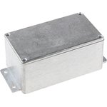 Silver Die Cast Aluminium Enclosure, IP65, Flanged, Silver Lid, 139.6 x 63.8 x 55mm