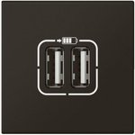 079194L, Mosaic Розетка USB-A x2, источник питания, 2 модуля, черная матовая