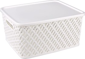 ЗПИ «Альтернатива» Корзина "Плетенка" 350x290x175мм с крышкойбелый М3582