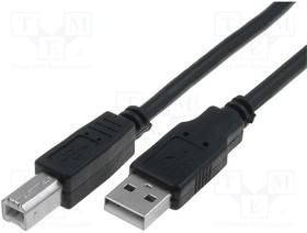 CU201-B-018-PB, Cable; USB 2.0; USB A plug,USB B plug; nickel plated; 1.8m; black