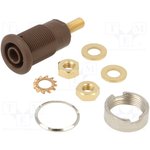 4 mm panel socket, threaded bolt, mounting Ø 12.1 mm, CAT III, CAT IV, brown ...