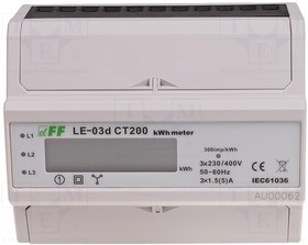 LE03D-CT200, Счетчик электроэнергии; цифровой,монтажный; на DIN-рейку; IP20