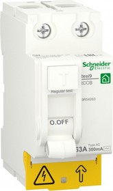 Schneider Electric RESI9 Выключатель дифференциального тока (УЗО) 63А 2P 300мА тип AC