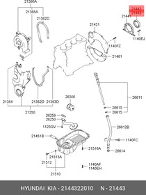 2144322010, Сальник коленвала HYUNDAI ACCENT (ТагАЗ)/ELANTRA 00-06 16 задний