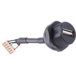 USBAF7, Straight, Jam Nut, Socket Type A 2.0 USB Connector