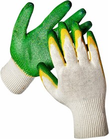 Перчатки с двойным латексным обливом ЛЮКС 13 класс, зеленые, 300шт 00-00002777