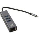 5bites Кабель-адаптер UA3C-45-12BK USB3.1 сетевая карта / 3*USB3.0 / RJ45 1G / ...