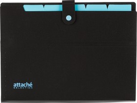 Фото 1/4 Папка органайзер на кнопке Attache Selection Black&Bluе, А4,500мкм , 5отд