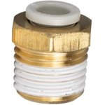 KQ2H10-04AS, KQ2 Series Straight Threaded Adaptor, R 1/2 Male to Push In 10 mm ...