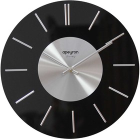 Фото 1/4 GL200923 Часы настенные, круглые, цвет корпуса черный, стекло, ø32,7см, источник питания 1 батарейка