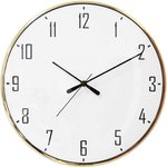 ML200915 Wall clock, round, body color gold, metal, ø33cm, power supply 1 battery