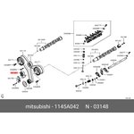 1145A042, Ролик натяжной ремня ГРМ MITSUBISHI OUTLANDER 2006-, PAJERO, MONTERO 2008-