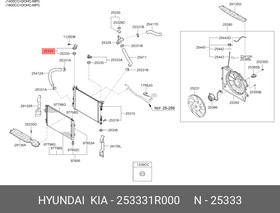 Опорная планка крепления радиатора основного HYUNDAI Solaris/KIA Rio III HYUNDAI/KIA 25333-1R000