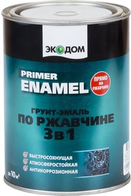 Фото 1/2 Грунт-эмаль по ржавчине 3 в 1, полуматовая, 0,9 кг, черная 236348