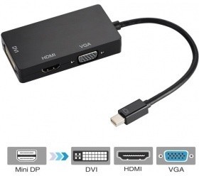 ORIENT Кабель-адаптер C310, Mini DisplayPort M -  HDMI/ DVI-I/ VGA, длина 0.2 метра, черный (30408)