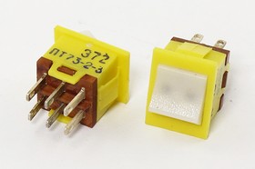 Фото 1/3 Переключатель клавишный, контакты 6C, 1А, ON-ON, подсветка желтая/белая, ПТ73-2-3