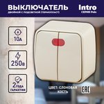 3-105-02 Intro Выключатель двойной с подсветкой, 10А-250В, IP20, ОУ, Polo, сл.кость