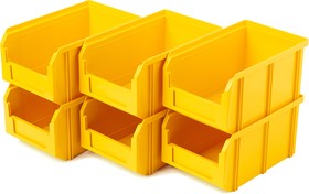 Фото 1/3 Пластиковый ящик Стелла-техник V-2-К6-желтый , комплект 6 штук